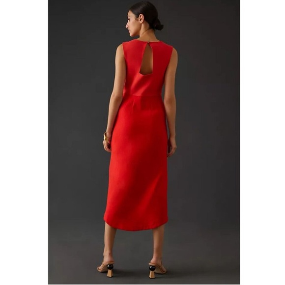 Anthropologie Maeve Squareneck Red Maxi Dress Size 12 AS IS - Picture 2 of 16